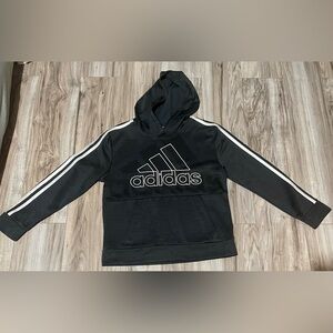 Youth Lightweight Adidas Black/Dark Gray w/White Stripes Hoodie (M: 10/12)